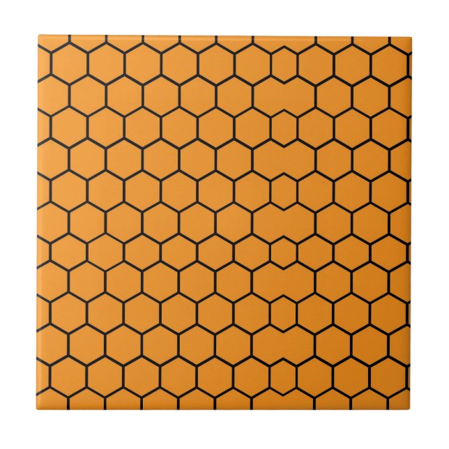 Azulejo De Cerâmica Padrão Laranja De Honeycomb Em Toda Parte (Frente)
