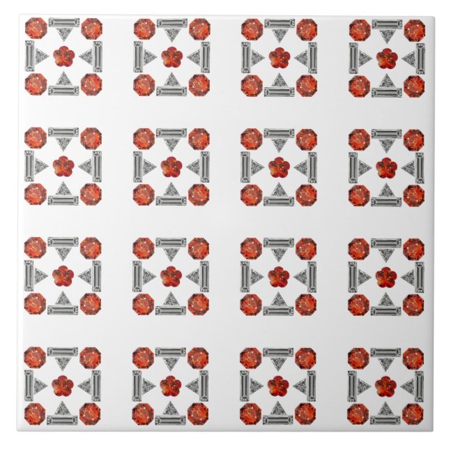 Azulejo De Cerâmica Padrão Laranja Diamond (Frente)