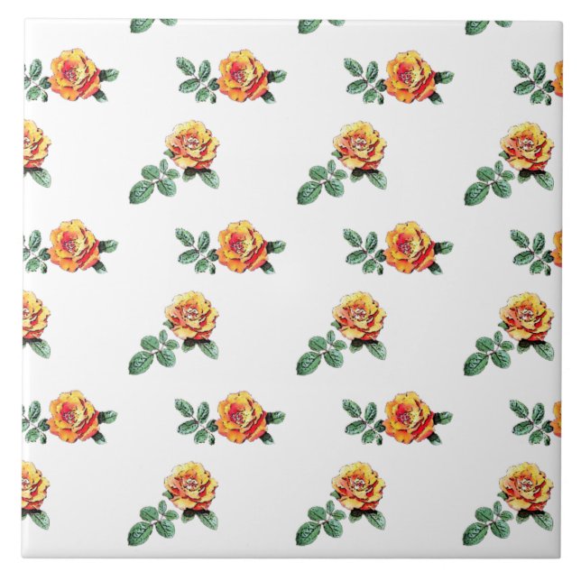 Azulejo De Cerâmica padrão laranja rosa (Frente)