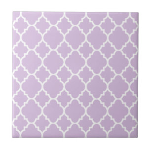 Azulejo De Cerâmica Padrão Lavanda de Quatrefoil Branco do Marrocos