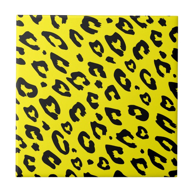 Azulejo De Cerâmica Padrão leopardo amarelo impressão exótica selvagem (Frente)