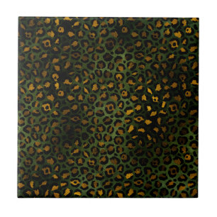 Azulejo De Cerâmica Padrão-Leopardo Amarelo Verde-Selva