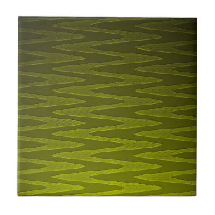 Azulejo De Cerâmica Padrão Liminous Olive Green Zigzag
