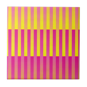 Azulejo De Cerâmica Padrão Listrado Laranja Amarelo Rosa