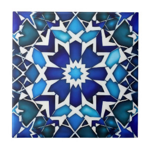 Azulejo De Cerâmica Padrão marroquino azul e branco