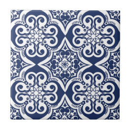 Azulejo De Cerâmica Padrão marroquino azul e branco