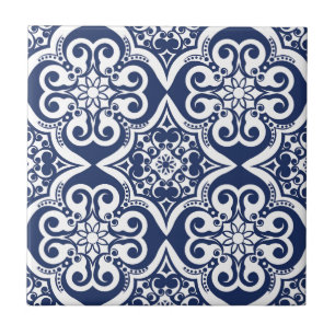 Azulejo De Cerâmica Padrão marroquino azul e branco