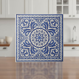 Azulejo De Cerâmica Padrão Mediterrâneo Pat#11 Azul Marfim ID1195