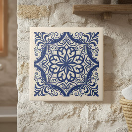 Azulejo De Cerâmica Padrão Mediterrâneo Pat#4 Azul Marfim ID1195