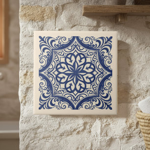 Azulejo De Cerâmica Padrão Mediterrâneo Pat#4 Azul Marfim ID1195
