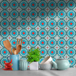 Azulejo De Cerâmica Padrão mediterrânico do Sea Glass<br><div class="desc">Um design marroquino com cores de vidro para lembrá-lo do mar mediterrânico e das vibrações.</div>
