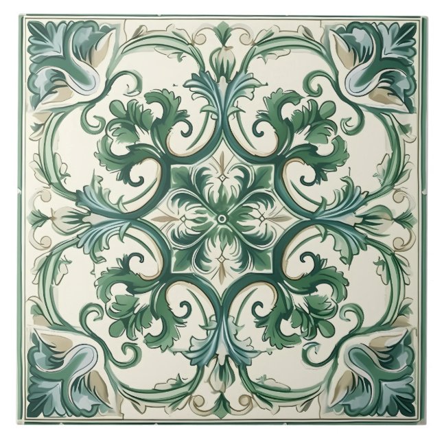 Azulejo De Cerâmica Padrão mediterrânico italiano Vintage (Frente)