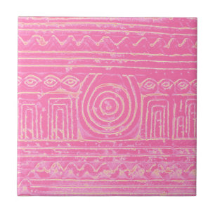Azulejo De Cerâmica Padrão Mesopotâmico Sumeriano Antigo Rosa