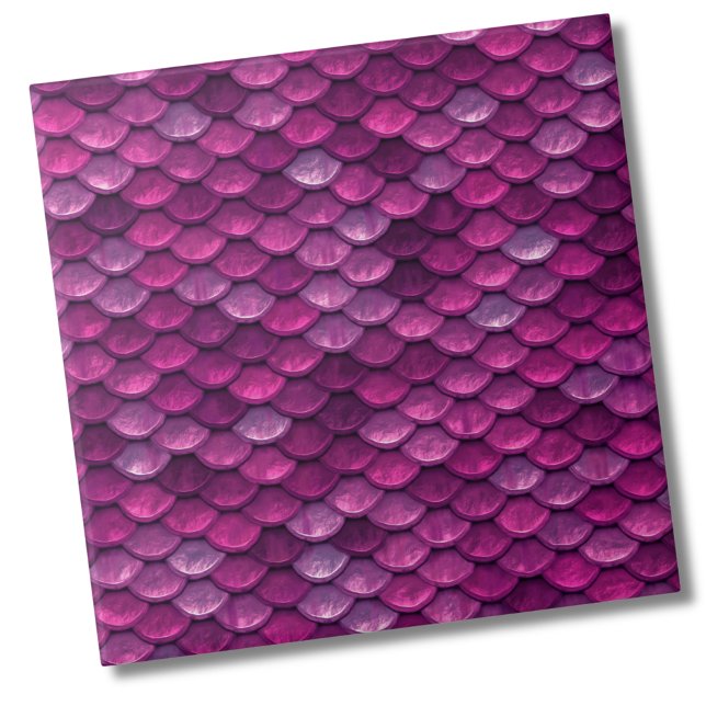 Azulejo De Cerâmica Padrão Metálico Moderno Chic (Girly Metallic Pink Purple Mermaid Scales Pattern ceramic tile)
