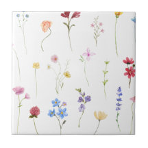 Padrão Minimalista de Flor Silvestre Aquarela Cott