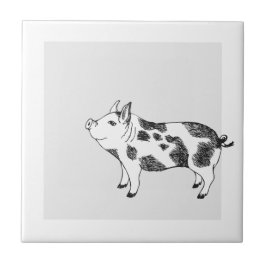 Azulejo De Cerâmica Padrão Minimalista de Linha de Porco Cottagecore V