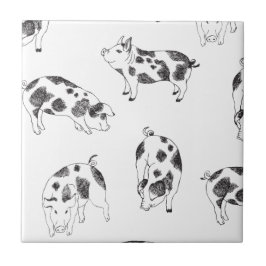 Azulejo De Cerâmica Padrão Minimalista de Linha de Porco Cottagecore V