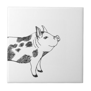 Azulejo De Cerâmica Padrão Minimalista de Linha de Porco Cottagecore V