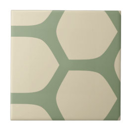 Azulejo De Cerâmica Padrão Mínimo Abstrato Verde e Bege Neutro