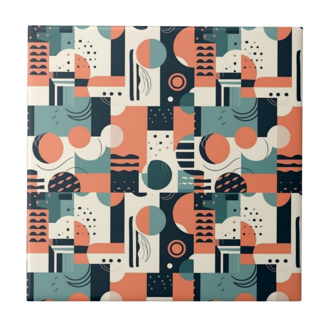 Azulejo De Cerâmica Padrão mínimo de Abstrato sem costura - Geométrico (Frente)