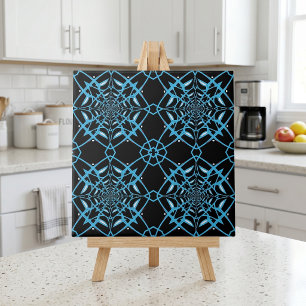 Azulejo De Cerâmica Padrão moderno Abstrato de preto e turquesa