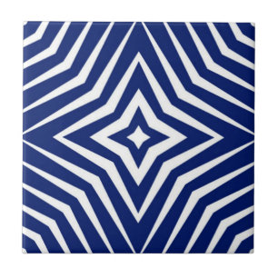 Azulejo De Cerâmica Padrão moderno com estrelas branco e azul-marinho 