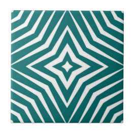 Azulejo De Cerâmica Padrão moderno com estrelas branco e turquesa M2