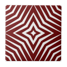Azulejo De Cerâmica Padrão moderno com estrelas branco e vermelho tijo