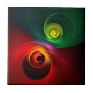 Azulejo De Cerâmica Padrão Moderno de Abstrato de Arte Yin Yang Verde 