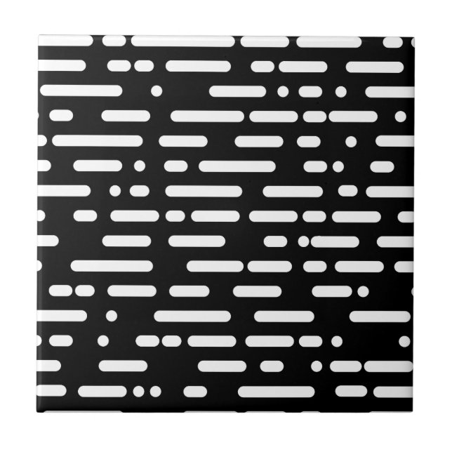 Azulejo De Cerâmica Padrão moderno de abstrato preto e branco l Elegan (Frente)