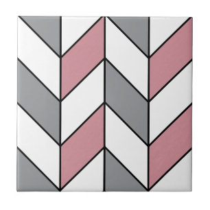 Azulejo De Cerâmica Padrão Moderno de Arenque-Cinza Rosa