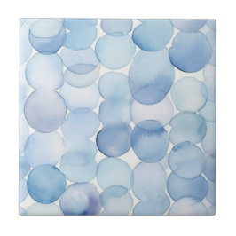 Azulejo De Cerâmica Padrão Moderno de Círculos em Azul e Branco com Aq