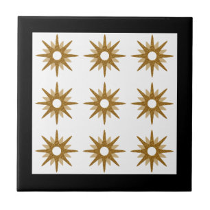 Azulejo De Cerâmica Padrão Moderno de Explosão de Estrelas Douradas   