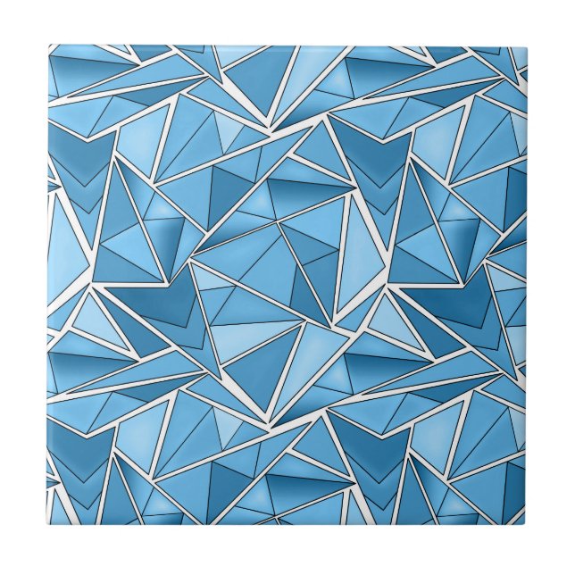 Azulejo De Cerâmica Padrão moderno de formas geométricas azul celeste  (Frente)
