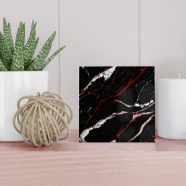 Azulejo De Cerâmica Padrão Moderno de Mármore Falso Preto e Vermelho