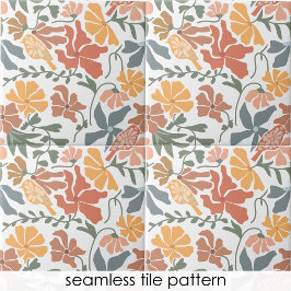 Azulejo De Cerâmica Padrão moderno de Meio século Floral e Aves