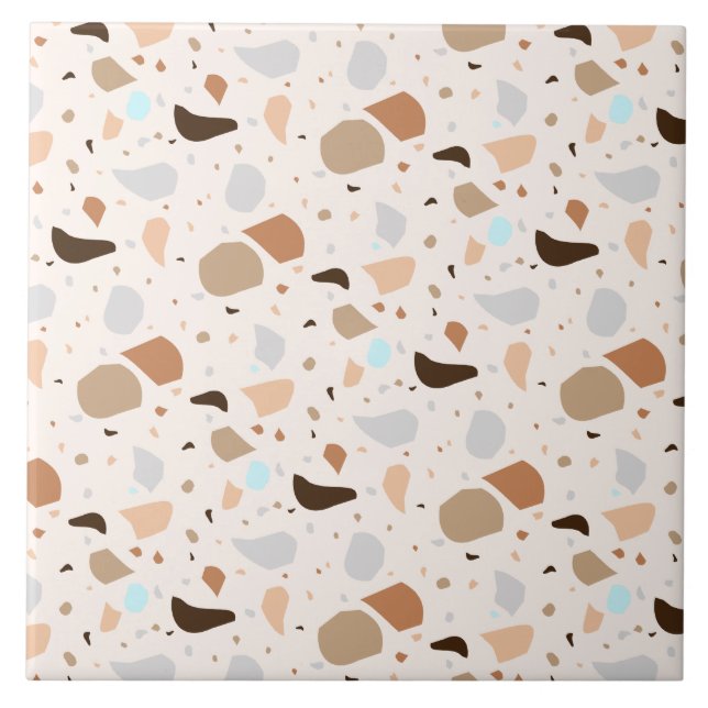 Azulejo De Cerâmica Padrão Moderno de Mistura Marrom Azul-Marrom do Re (Frente)