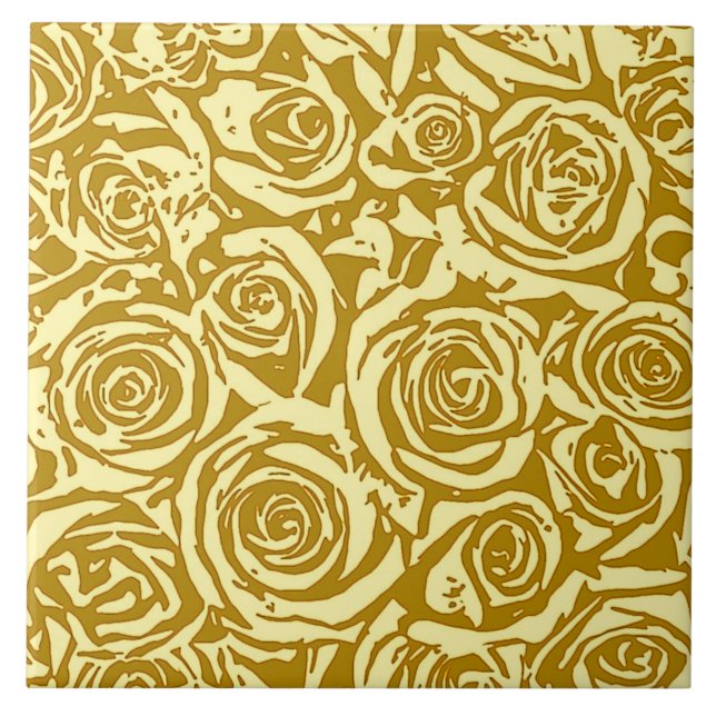 Azulejo De Cerâmica Padrão moderno de Rosa de Abstrato, Amarelo de mos (Frente)