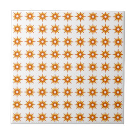 Azulejo De Cerâmica Padrão Moderno de Starburst Laranja Pequeno do Séc