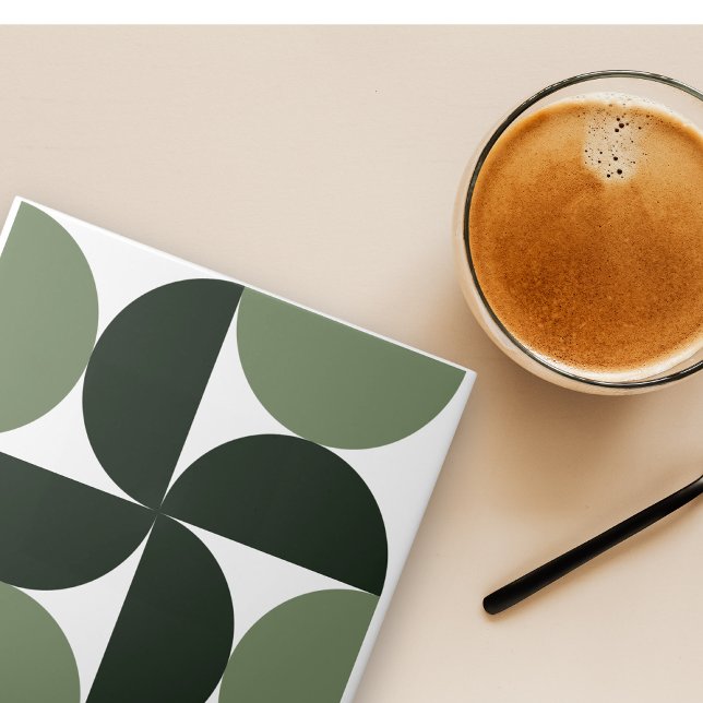 Azulejo De Cerâmica Padrão moderno do Meio século Verde Sage (Criador carregado)