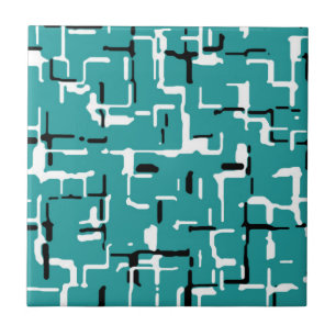 Azulejo De Cerâmica Padrão Moderno Preto Verde Teal Branco