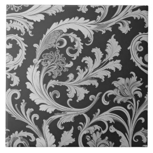 Azulejo De Cerâmica Padrão Monocromático Fleur Antigo 