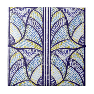 Azulejo De Cerâmica Padrão Mosaico Azul e Verde limão do Mediterrâneo