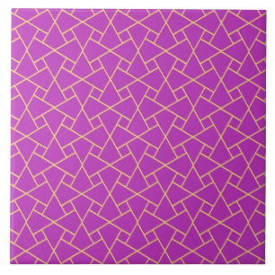 Azulejo De Cerâmica Padrão Mosaico Islâmico de efeito Dourado e roxo