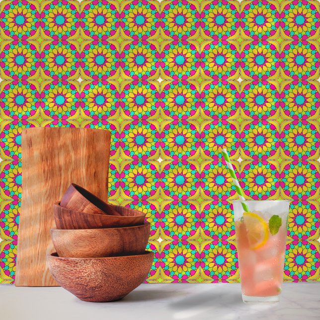 Azulejo De Cerâmica Padrão Mosaico marroquino de primavera Fling (Criador carregado)