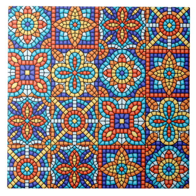 Azulejo De Cerâmica Padrão Mosaico Primitivo Anterior (Frente)