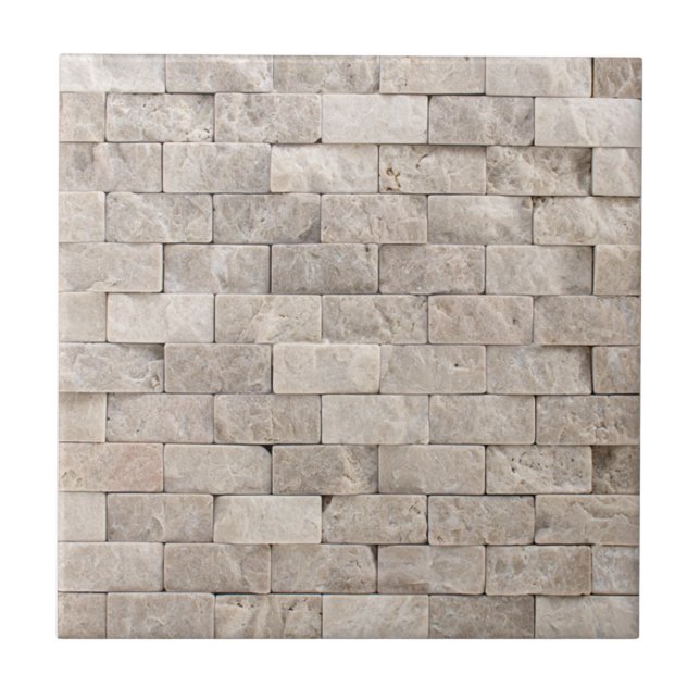 Azulejo De Cerâmica Padrão Mosaico Trendy Faux 3D Stone Brick (Frente)