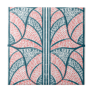 Azulejo De Cerâmica Padrão Mosaico Vermelho e Teal do Mediterrâneo