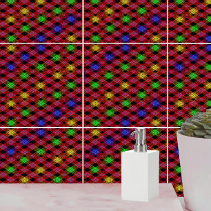 Azulejo De Cerâmica Padrão Multicolor De Verificação De Gingham