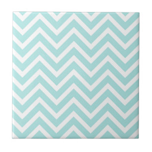 Azulejo De Cerâmica Padrão na moda Teal Blue Chevron
